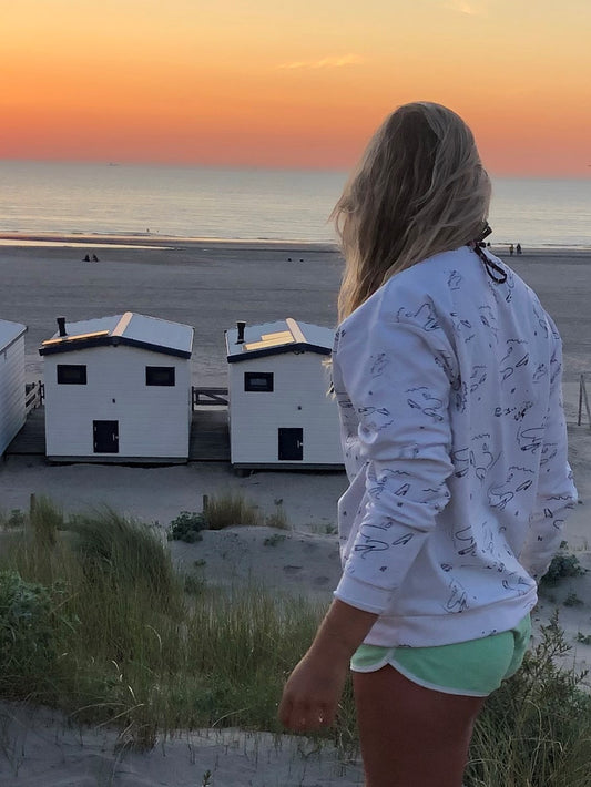 White Pen-Drawing Sweater