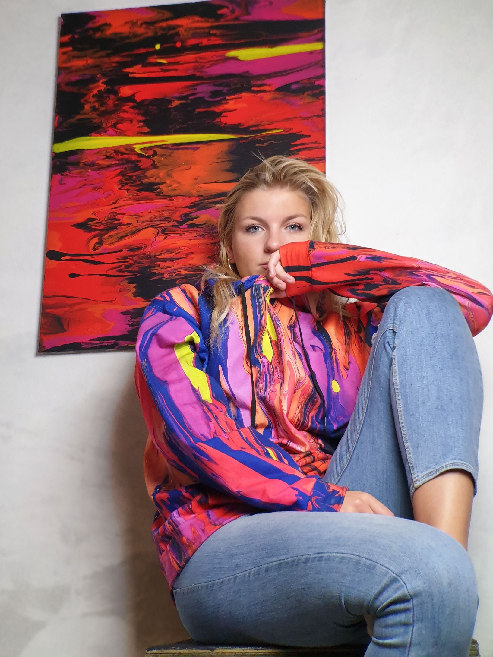 Erupting Volcano Print Hoodie - Nature's Power in Artistic Form!