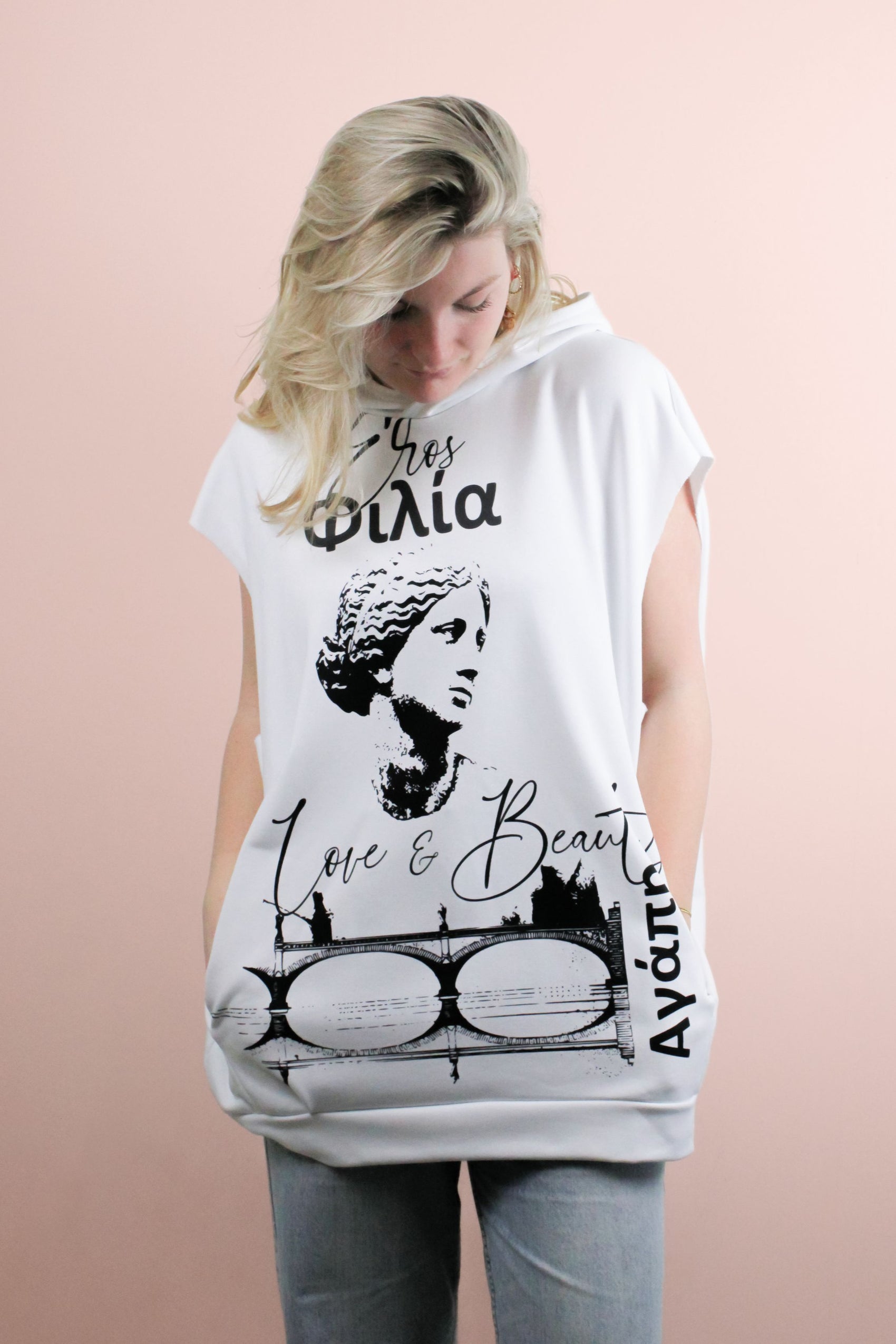 Embrace the modern vibe with our Oversized Black and White Love Hoodie. Featuring intentional rough finishes and a sleek design, this limited edition piece is locally crafted in the Netherlands.