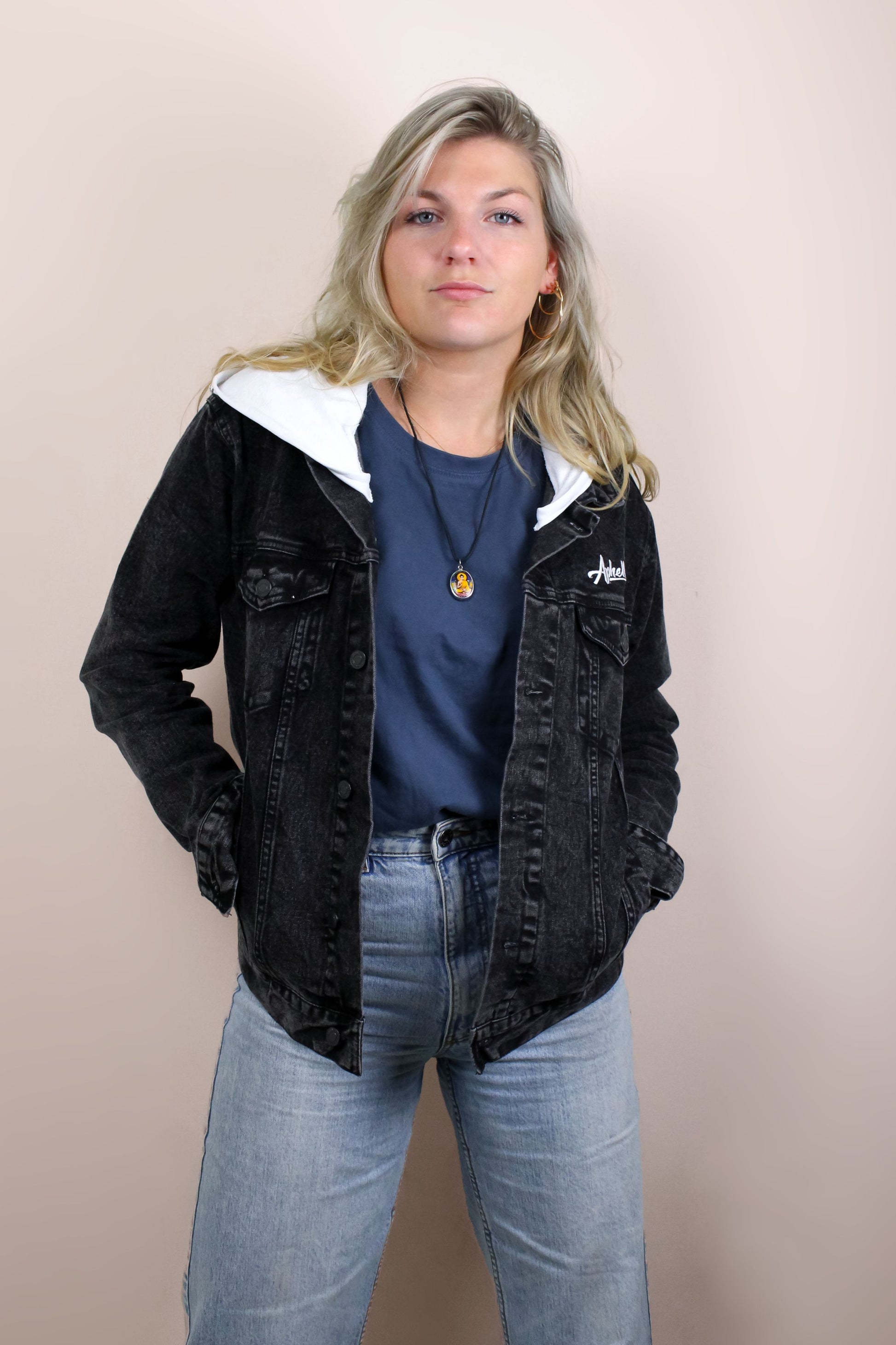 art inspired black jean jacket for men and women