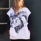 Stylish women’s sleeveless hoodie featuring a striking black-and-white Aries ram graphic.