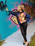 dark blue art inspired hooded sweater with relaxed fit and fleece inside
